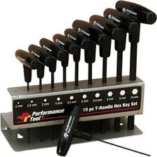 Performance Tool T-Handle Metric Hex Key Set 10-Piece Black