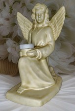 Divine Art Pottery Angel Candle Holder Sculpture Beautiful Soft Glaze Signed