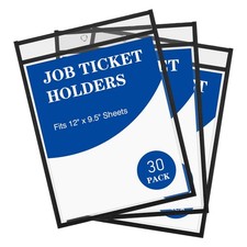 50 PCS Heavy Duty Dry Erase Pockets 9x12 Inch Job Ticket Holders Black