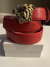 Versace La Medusa Red Leather Belt  115 cm