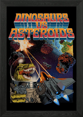 Dinosaurs vs Asteroids Framed Wall Art Poster Canvas Print Picture