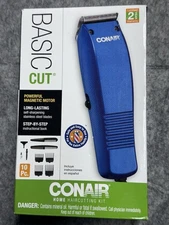 CONAIR Basic Cut Home Men Corded Hair Cutting Clippers 10 Piece Set Barber Kit