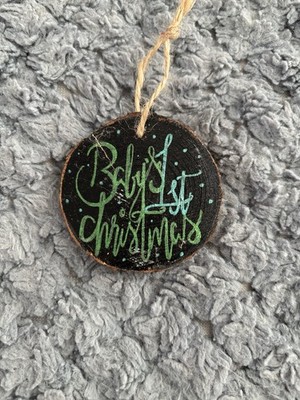 Baby s 1. Weihnachten Neon bemalt Holzscheibe Baumschmuck Geschenkanhänger Kugel