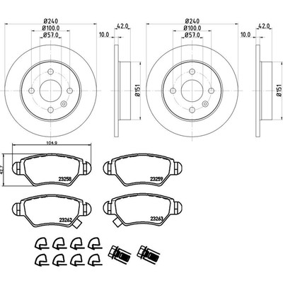HELLA PAGID BREMSENSET 240mm HINTEN passend für OPEL ASTRA G