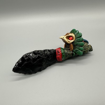 Aztec Style Ceremonial Sacrificial Obsidian Blade Knife Dagger 6.5 
