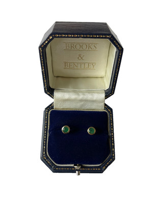Smaragd Ohrringe 9 kt Gold 0,40 kt Smaragd Gold Ohrstecker Vintage Ohrringe