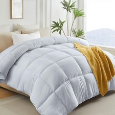 Queen Size Down Alternative Comforter Duvet Insert Light Grey 90x90 Inch