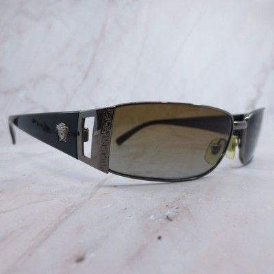 Versace MOD 2021 1001/11 Gunmetal Medusa Greek Key Sunglasses Mens Womens 60-15