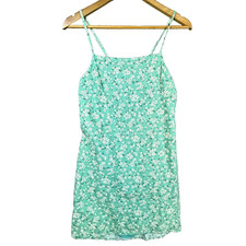 American Eagle Outfitters Dress Womens Medium Y2K Celadon Green Floral Tie Back