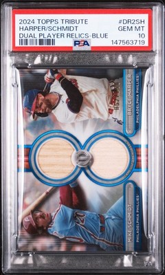 TOPPS TRIBUTE DUAL RELICS DUAL PLAYER BRYCE HARPER/MIKE SCHMIDT 052/150 PSA 10