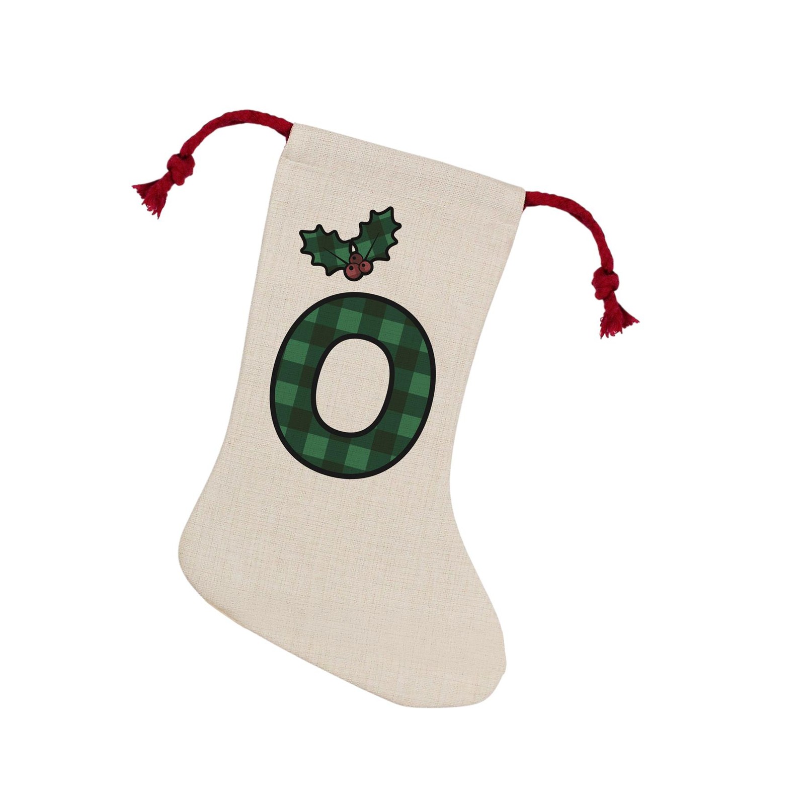 Purely Home Green Tartan Letter O Christmas Stocking - Personalised Xmas Gift