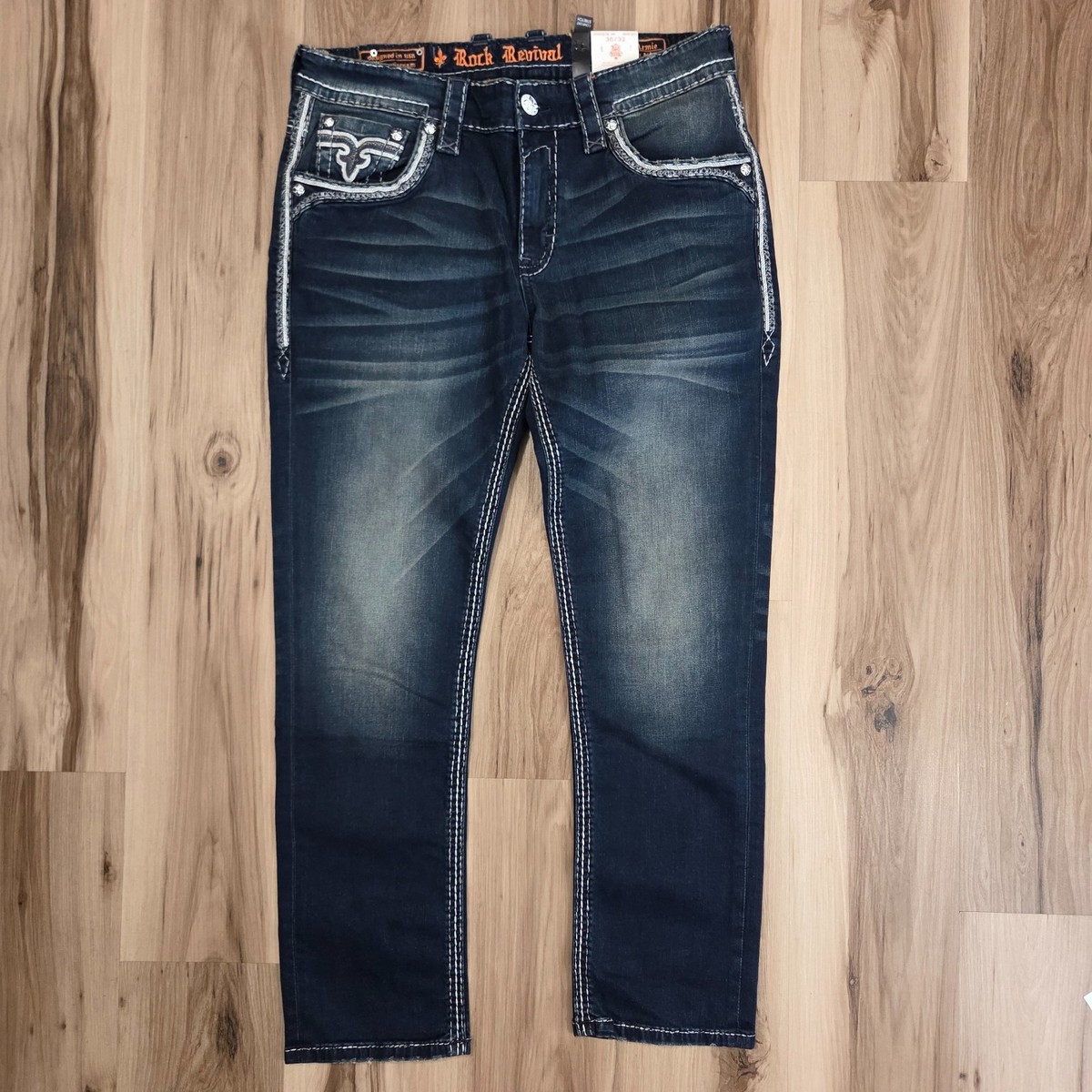 Rock Revival Mens Size 36x32 Armie Slim Straight Jeans Blue NWT  display picture 1