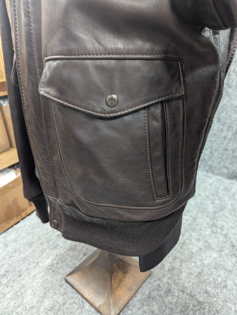Chaqueta de Vuelo de Cuero Schott 184SM A-2 Marrón Oscuro Piel de Vaca Desnuda EE. UU. Talla 36 Ideal