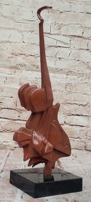 Special Patina Salvador Dali Guitar Music Lover Genuine Bronze Sculpture Figurin