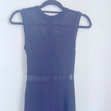 Alice + Olivia Stacey Bendet cutout sheer panel LBD little black tank dress sz 0