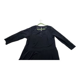 Torrid Challis Black Lace Wide Leg Jumpsuit Size 3X Side Zip Pockets 3/4 Sleeve