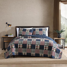 King Quilt Set, Cotton Reversible Bedding with Matching Shams, Luxurious Bedding