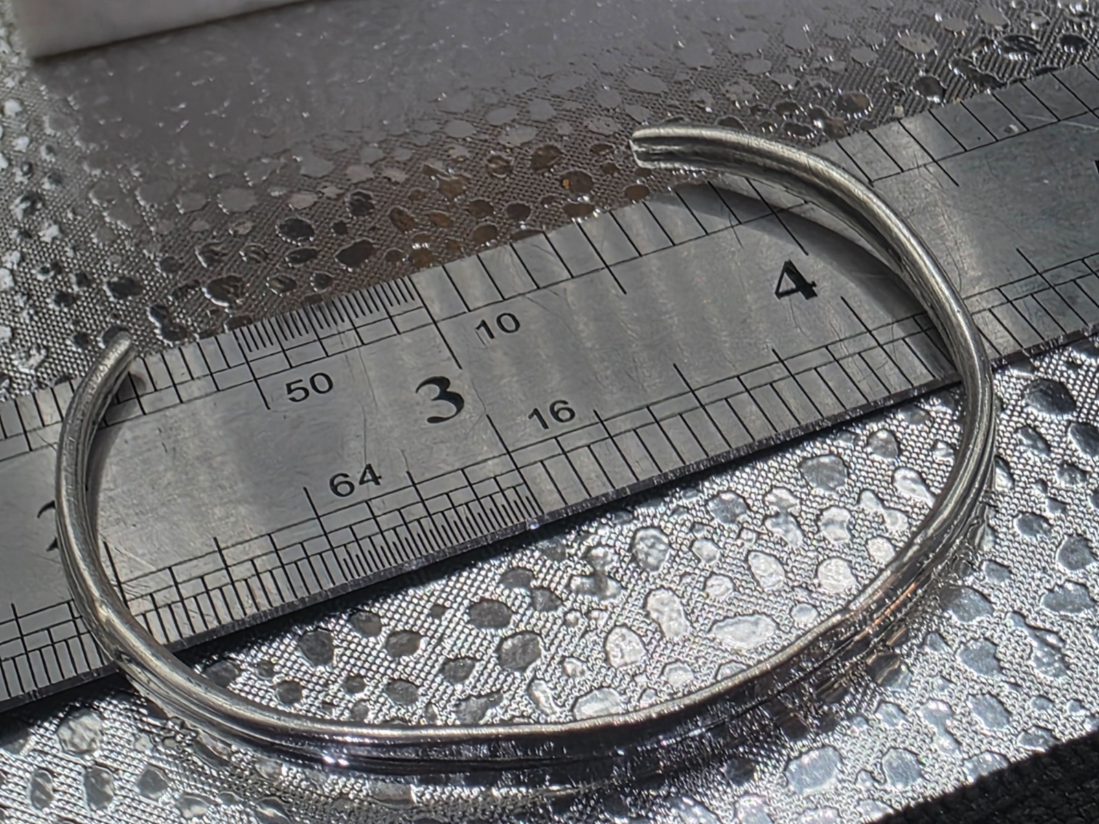 Solid Sterling Silver Cuff Bracelet 2 Strand Hamm… - image 4