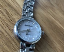 Ladies Jane shilton Silver Watch Pink Face With Jewels X Look x