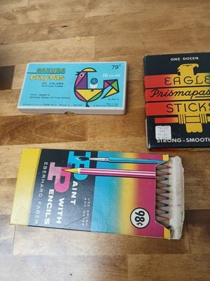 Vintage Art Supply Pastel Lot Prismapastel  Eagle Sakura Cray Pas Eberhard Faber