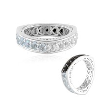 Cavill Ring 925 Silber 2,34Ct WeißEr Topas Schwarzer Spinell Damen