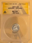 1853 Seated Liberty Dime (Arrows) Graded About Uncirculated 50 (AU 50) by ANACS