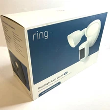 New Ring Floodlight Cam Wired Pro w/ Birds Eye View 3D Motion Detection White