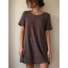 Sézane Vick Metallic Stripe Mini Dress Large Parisian Chic Indie Sleaze