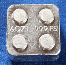 MONARCH PRECIOUS METALS LEGO BRICK STACKER 1/2 OZ .999  SILVER BAR