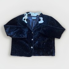 Vintage 1990s Starfire Cow Print Collar Furry Coat XL Made In USA SHIPS FREE