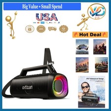 80W Bluetooth Outdoor Speaker Waterproof Wireless Loud with Bass, Lights