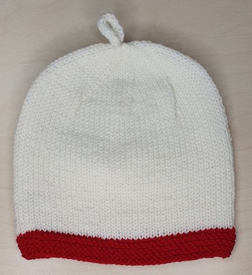 Babymütze weiß/rot Designer Babykleidung traumhafte Qualität Merinowolle