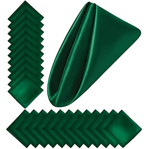 Pezzi Tovagliolo Raso Quadrato 20x20 Pollici Tovaglioli Cena Matrimoni 24 Verde - Foto 2 di 8