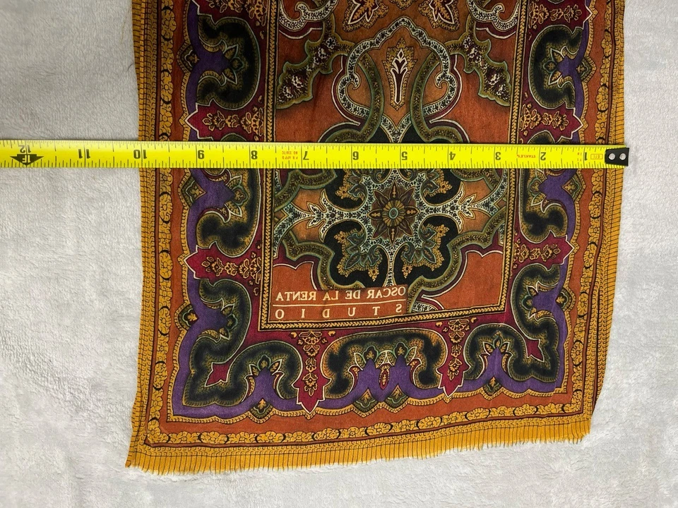 Oscar de la Renta Studio Bufanda Vintage Paisley Floral Rectangular Envoltura Boho Chic Foto 4 de 4