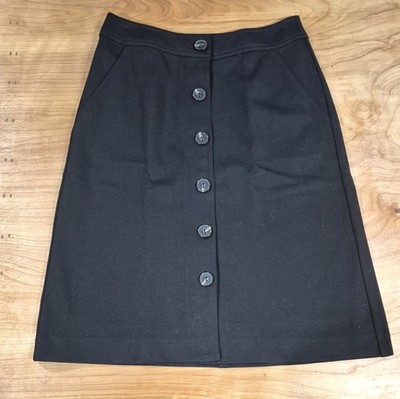 Trina Turk Black Ponte Knit Lined Button Down A-line Skirt Size 4