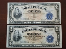 Philippines, 1 Peso (ND) 1949, P-117c, Victory Series No 66,  2 Banknotes List 1
