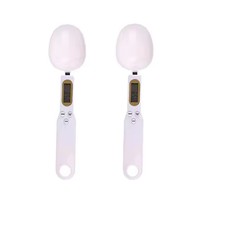 2PCS Digital Spoon Scale 0.1-500g LCD Kitchen Measuring Spoon White