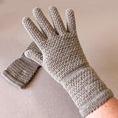 Womens Winter Gloves Knitted Vintage Soviet 1980s Brown Poly-Wool USSR Fashion