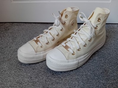 Converse Chuck Taylor All Star Lift Hi Plateau Damengröße 5,5 cremefarben goldreiher