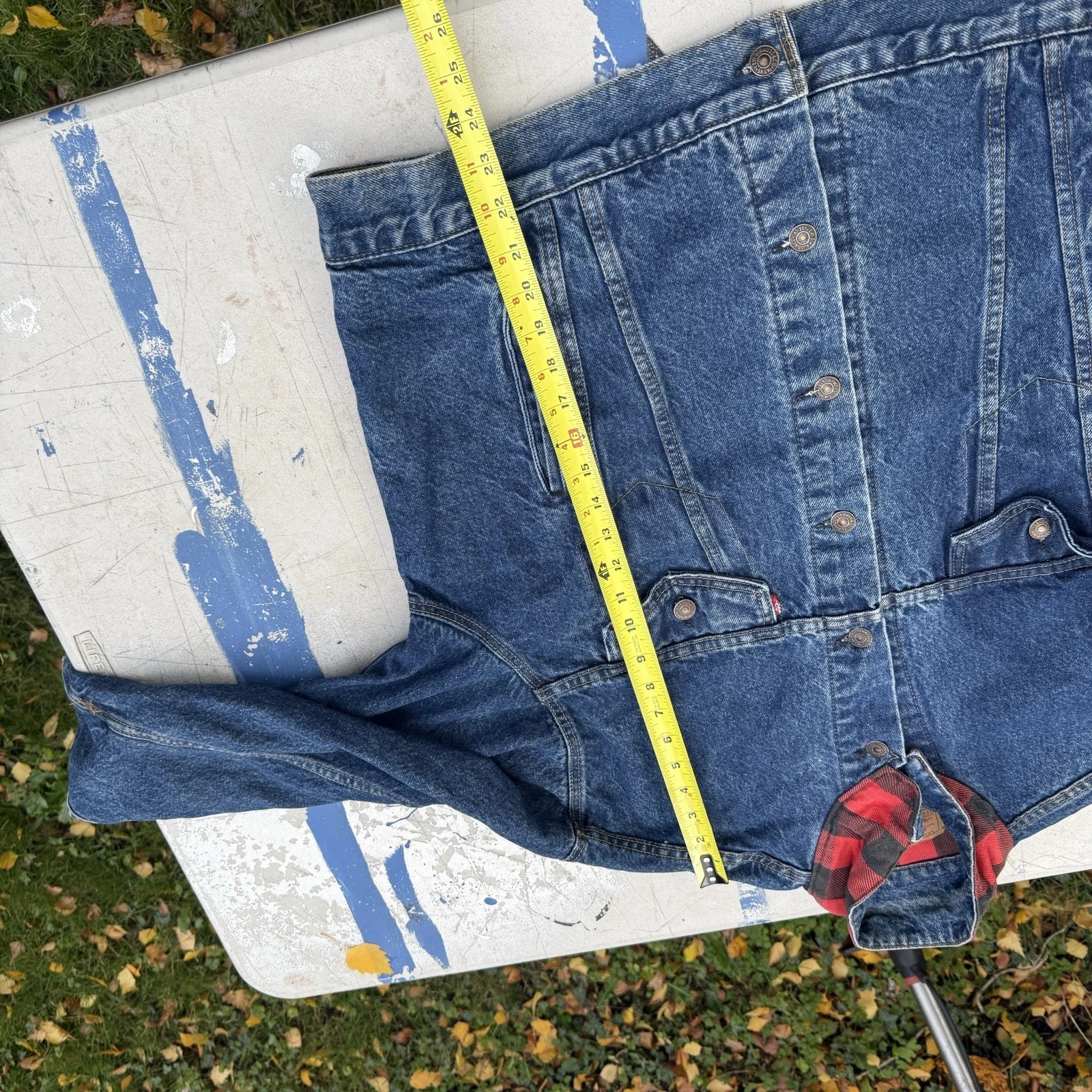 vintage 80s levis 70417 0814 buffalo plaid lined denim trucker jacket large image 15