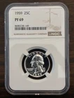 1959 25C Proof Silver Washington Quarter NGC Graded PF69 RARE HIGH GRADE PF 69