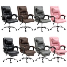 Image of Office Desk Chair Executive Swivel Recliner Chair Adjust Seat Height Padded Arms