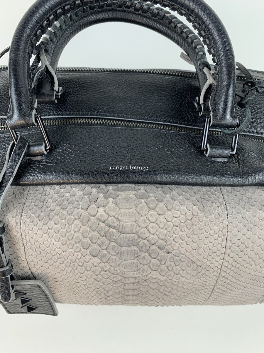 Rouge & Lounge Leather Purse Handbag Black and Grey Snakeskin 