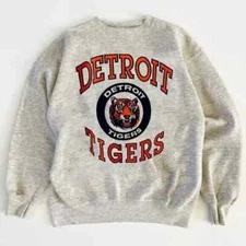 Vintage 90s Detroit Tigers Graphic Ash Sweatshirt Unisex Men Women KH11728