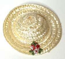 Vintage Prairie Country Style Straw Hat Flowers Fits 8-9  Doll