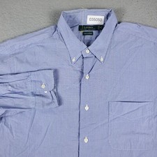 Nautica Shirt Mens Size 17 Blue Striped Dress Button Up Long Sleeve