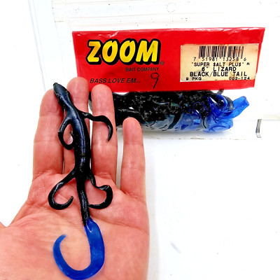 Zoom Super Salt Plus 6'' Lizard 002-124 Black/Blue Tail 9 Count Pack