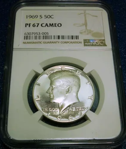 1969-S NGC PF67 CAMEO 50C KENNEDY HALF-DOLLAR #953-005