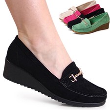 Scarpe Donna Tacco Zeppa Comfort Pantofola Ballerina Scamosciato Basse