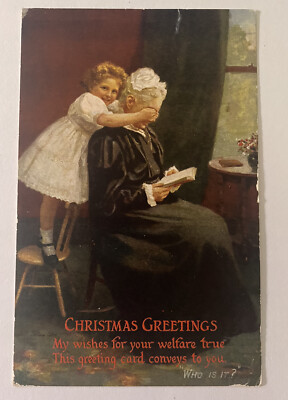 Vintage Raphael Tuck Christmas Postcard ~Grannie's Darling ~ Oilette 9542